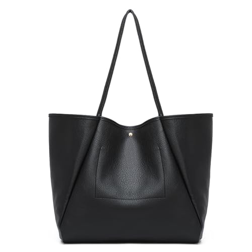 Dreubea Large Leather Tote Bag for Women - Big Work Bag, Spacious Minimalist Handbag, Tote Handbag for Office4