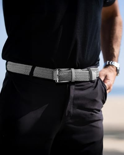 Image of CHAOREN Mens Stretch Belt - 1 3 /8 inch Elastic Braided Golf Belt for Men - Stretchy Web Fit Summer Casual Jeans