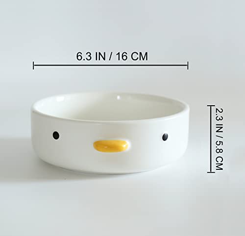 PURROOM Funny Cute Duck 6'' Salad Bowl, Handmade Glaze Chick Safety Ceramics Flat Bottomed Bowl, Home Family, Friend - Image 2