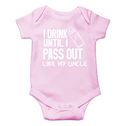 AW Fashions I Drink Until I Pass Out Like My Uncle Baby Bodysuit Funny Newborn Romper Outfit Boys Girls
