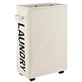Maxsilan 25" Slim Rolling Laundry basket on Wheels, 50L Collapsible Narrow Corner Laundry Hamper, Foldable Storage Bins, Beige