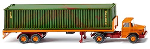 Wiking 055405 Magirus Deutz Flatbed Semitrailer Truck BAM 1970-74, Black,silver, 1:87