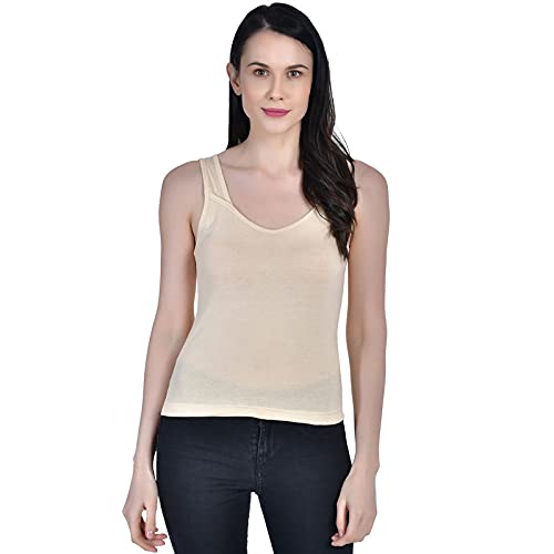 Image of Women's Regular Fit Sleeveless Cotton Camisole Slip Spaghetti Pack of 1