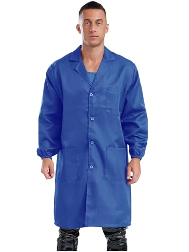 Image of FEESHOW Men Women Work Coat Dustproof Jacket Resistant Blouse Long Sleeve Top Factory Lab Coat