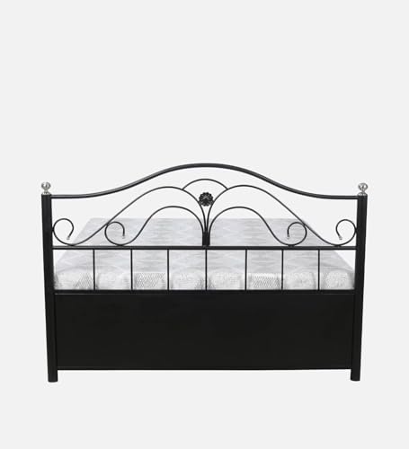 Image of Damron Single Size Metal Bed Palang with Storage - Durable Steel Frame, Space-Saving Design, Stylish and Functional Bedroom Solution with Under-Bed Storage for Easy Organization(Aiden)