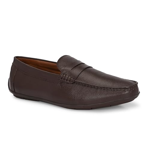 Image of Octa marc Men's Genuine Leather Loafer Shoes | Natural Rubber Sole with Soft Cushioned Insole | Classic Slip-On Design for Office, Party, Formal & Casual Wear