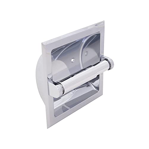 Image of Design House Millbridge Toilet Paper Holder, Recessed, Fits Mega Rolls, Standard Wall Mount, Concealed Screws, Easy Installation, Polished Chrome, 6.1 in L x 7.4 in W x 3.26 in H, 533125