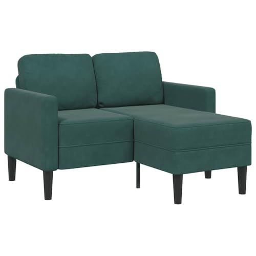 Sofá de 2 plazas con Chaise Longue Forma L Verde Oscuro Sofá Esquinero 2 Plazas con Chaise Lounge, Tela Suave y Estructura Robusta para Máximo Confort 125 cm