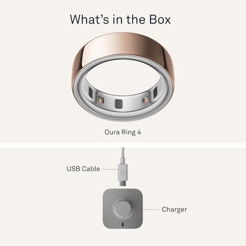 Oura Ring 4 - Rose Gold - Size 8 - Smart Ring - Size First with Oura Ring 4 Sizing Kit - Sleep Tracking Wearable - Heart Rate - Fitness Tracker - Up to 8 Days of Battery Life - 5