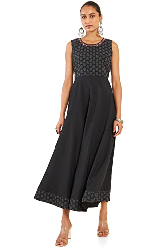 Image of Soch Women Black Georgette Printed Dress Kurta