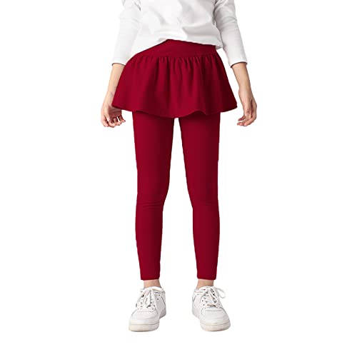 Kids Fleece Lined Leggings with Skirt School 𝐔niform Soft 𝐑uffle Tutu Pantskirts Elastic Waist Warm Trousers