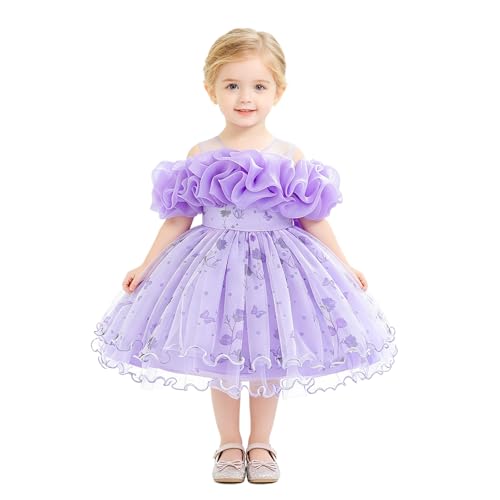 Kvysinly Vestido De Niña Florista para Bebés Recien Nacido Faldas Tutú Primera Comunión Cerencias Concurso Púrpura 9-12 Meses