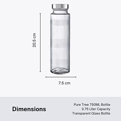 Image of Glass Water Bottle 750 ml with Screw Cap (Pack of 4) - BPA Free, Soda-Lime Glass Material