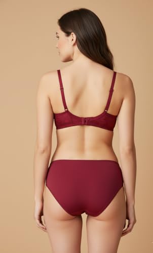Image of Kinzie Elegant Floral Jacquard Lingerie Set, Grey Brown Maroon Bra and Brief, Comfortable Full Coverage Underwear Set, Padded Bra, Lingerie Set, Honeymoon Bikini Set,