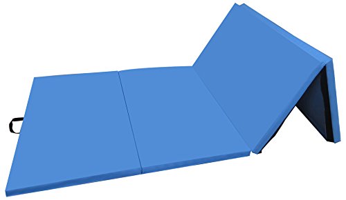 Signature Fitness All-Purpose 4'x10'x2" Extra Thick High Density Anti-Tear Gymnastics Gym Folding Exercise Aerobics Mats, Blue - Thumbnail 2