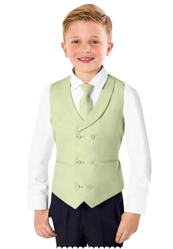 Boys Vest for Kids Slim Fit Suit Vest Wedding Party Prom Toddler Formal Tuxedo Double Breasted Waistcoat