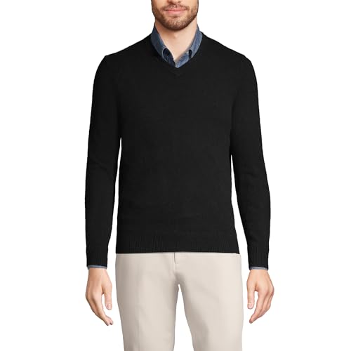 Lands' End Men's Fine Gauge Cashmere V-Neck Sweater