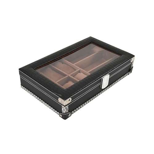 Image of BOXXO 12 Slot Watch Organizer Box for Men & Women - Premium PU Leather Watch Case (9-slots Black /Beige)
