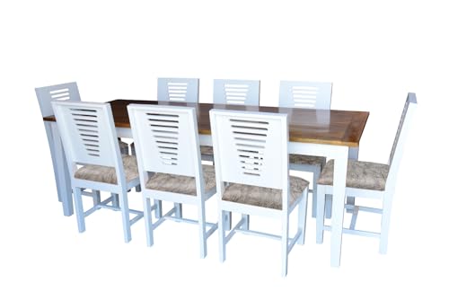 Image of Dining Table 8 Seater with 8 Chair and 1 Table, Sheesham Wood Dining Chairs Set of 8, Wooden Dining Set 8 Seater for Hotel Kitchen Restaurant 8 Seater Dining Table Set