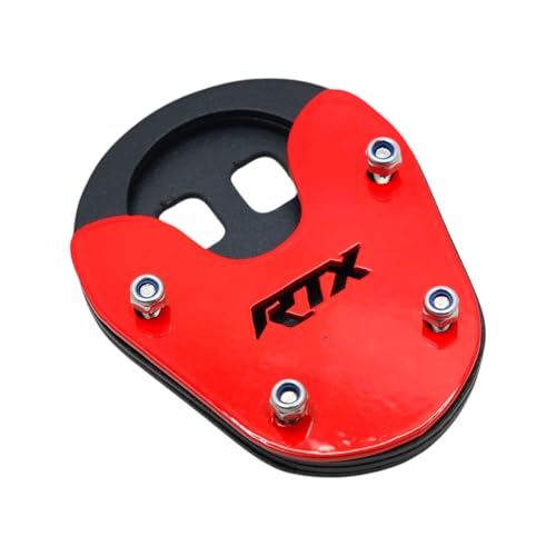 Image of Apache RTX 300 Heavy Metal Side Stand Extender Red Metal Plate Includes Mounting Bolts and Washers Stand Pad Holder Parking Support & Stability Compatible for TVS Apache RTX 300