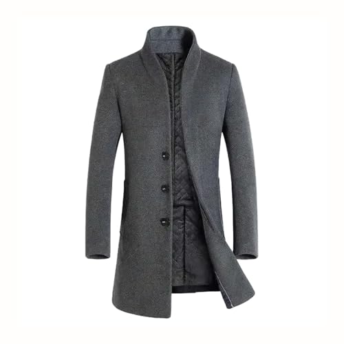 Men's Long Woolen Blazers Thickened Business Trench Coats Winter Slim Stand Collar Warm Windbreaker Jacket