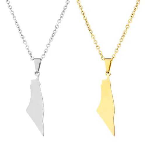 OXOX Palestine Necklace Flag Map Pendant for Women Men Arabic Jewelry
