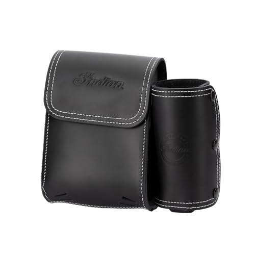 Indian Motorcycle Rear Highway Motorcycle Bar Bag for Specific Bagger, Touring Models, Black Genuine Leather, Includes Water Bottle Holder and One Pouch for Gloves, Maps, Phone and More - 2880297-01