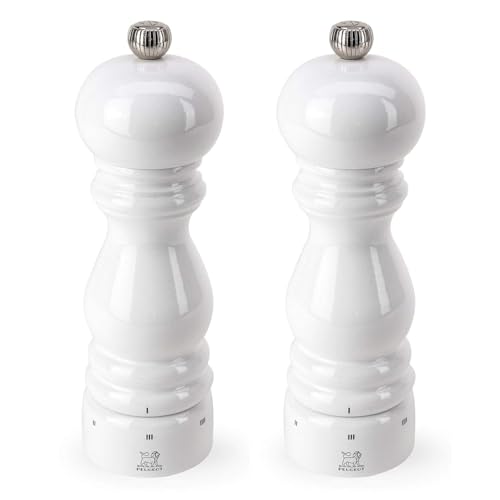 Peugeot Paris U'Select 7-Inch Pepper & Salt Mill Set, White Lacquer