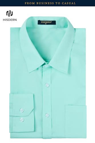 Image of HISDERN Mens Dress Shirts Long Sleeve Button Down Casual Shirts for Men Inner Contrast Formal Business Tuxedo Wedding Shirt