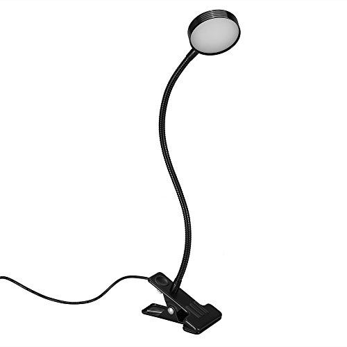 USB Reading Lamp, Portable Desk Lamp for Makeup/Permanent Eyebrow/Tattoo with Adjustable Light Color and Clip (Two-Color Light- Black)