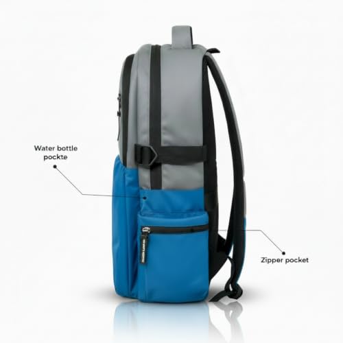 Image of MONKEY TROOPERS Glitch 27L Laptop Backpack Bag for Men & Women Organizer Pockets Bottle Holder Hidden Back Pocket Luggage Strap Padded Back Panel Adjustable Shoulder Straps