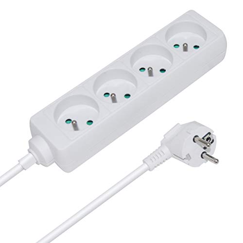 Multiprise électrique Waytex 4 prises avec câble 1,5m pour alimenter vos appareils au bureau