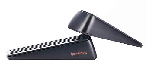 Homesnest Black Door Stopper, Stainless Steel and Rubber Door Stop Wedge, Door Holder Works On All Floor Types and Carpet, Non Slip and Heavy Duty (Contains 2 Stoppers) Door Pinch as Bonus
