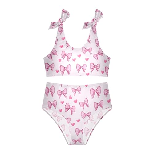 Wusikd Pink Bows Girls Swimsuits Two Piece Hearts Swimwear Bikini Set for for Girls Size 3T3