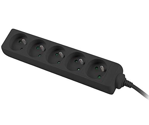 PremiumCord Rallonge 3 Prises 230 V 2 m + Interrupteur Noir 5 Prises 3 m sans Interrupteur d'alimentation