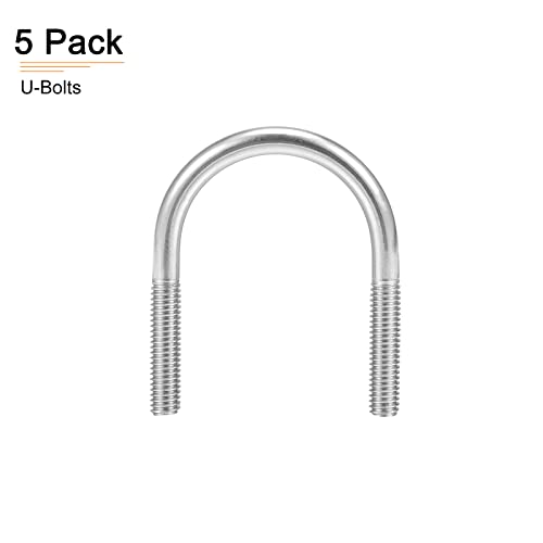 Image of DTGN 1-3 /8 inchx2.09 inch(DXL) Round U-Bolts - 5Pack - Good for Construction Industry - 304 Stainless Steel Round Bend U Bolt - Silver