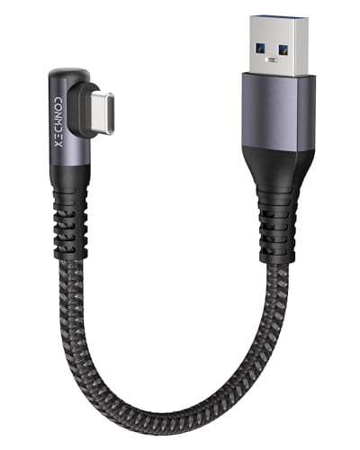 CONMDEX USB auf USB C Kabel Kurz Winkel USB3.1 Gen2 20CM 10Gbit/s Datenkabel Typ C Android Auto 3.1A QC3.0 A auf C Schnellladung f&uuml;r iPhone 17/16 Pro max Samsung Note20 Galaxy S25/S24/S23 Pixel10/9