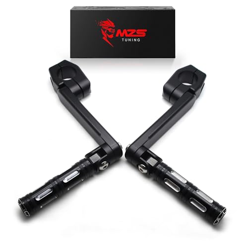 Image of MZS Motorcycle Highway Pegs, 1.25 inch CNC Highway Foot Pegs Adjustable Long Angled Mount Clamps Compatible with Road King Sportster Softail Street Electra Glide Dyna Rebel Shadow for 1 1 /4 Crash Bar