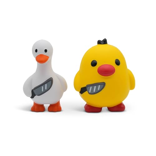 A squishy angry goose AND a chaotic duck, each clutching a tiny knife — this absurd duo is an instant desk conversation piece.