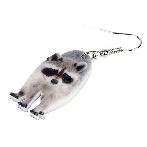 NEWEI Cute Acrylic Grey Raccoon Earrings Dangle Fun Wild Animal Jewelry for Women Charms4