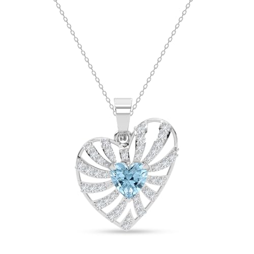 Image of Clara 925 Sterling Silver Blue Pendant Necklace with Chain | Platinum Plated |Minimal Daily Wear | Gift for Women & Girls