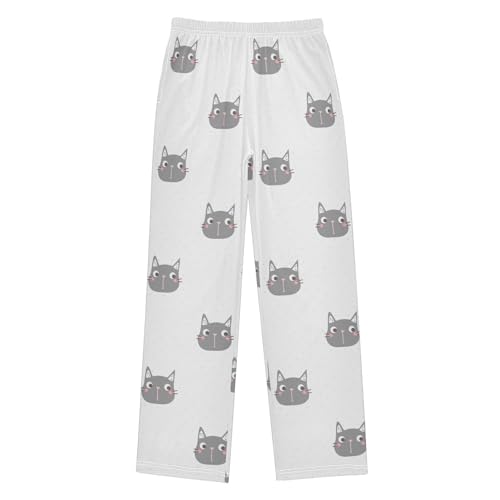 Boys' Pants Cartoon Cat Dots Long Bottoms Jogger Pants Elastic Waist Trousers with Pockets S-XL