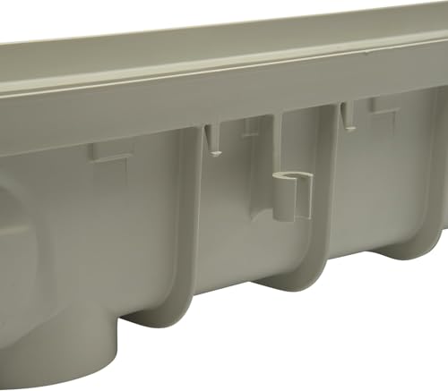 NDS Pro Series Channel Drain Kit, 5-1/2 in. X 39-3/8 in. Deep Profile Channel, Galv. Steel Grates, End Caps/Outlet, 5 in.