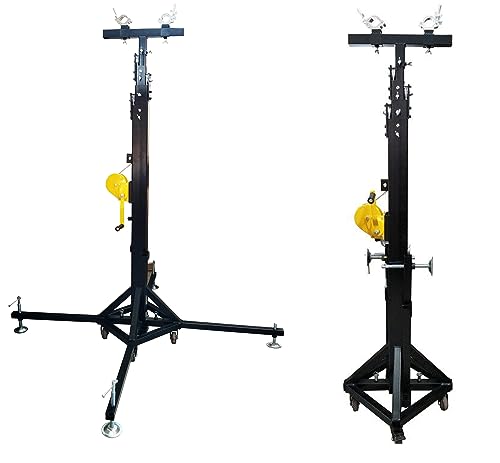 TECHTONGDA Two Lighting Crank Stands, Heavy Duty Truss LED Lighting System, Crank Up Stand with Outriggers, 19 feet Height, 440 lb Capacity Stage Lighting Truss Stand