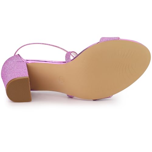 Allegra K Allegra K Women's Glitter Crisscross Strap Block Purple Heels Sandals 7 M US