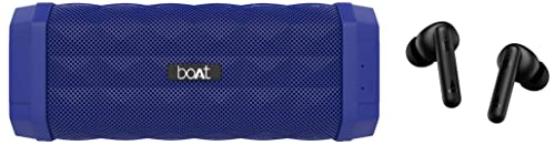 Image of boAt Airdopes 141 True Wireless in Ear Earbuds with mic, 42H Playtime & Stone 650 10W Bluetooth Speaker with Upto 7 Hours Playback, IPX5 and Integrated Controls (Blue)