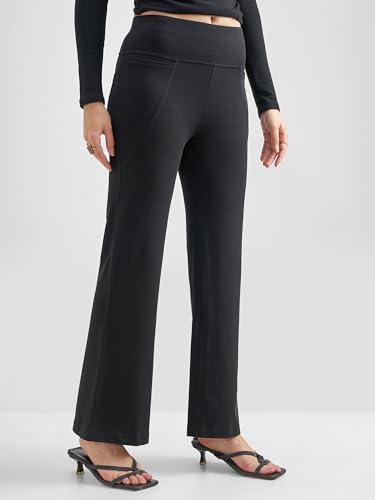 Image of Tokyo Talkies Women's Stretchable Bootcut Pants | High Rise Flared Trousers |Travel & Formal Wear|Workwear Trousers