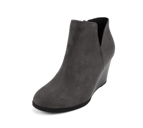 Image of Soda Ability - Mid Ankle Bootie w /Split Shaft and Zipper Stacked Wedge Heel
