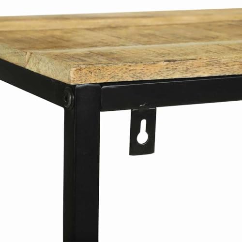 Estantería rectangular de madera maciza de mango con baldas para libros y decoración moderna 5