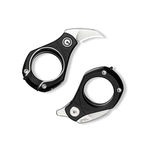 Image of CIVIVI Pyrus Mini Keychain Knife (1 Piece), Small EDC Pocket Folding Box Cutter with 14C28N Blade & Ringed G10 Handle, Christmas Stocking Stuffers Gift for Men Women C23038-2, Black